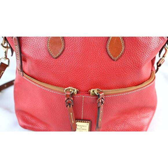 Dooney & Bourke Dillen Double Pocket Satchel R2224 Red - Picture 6 of 16